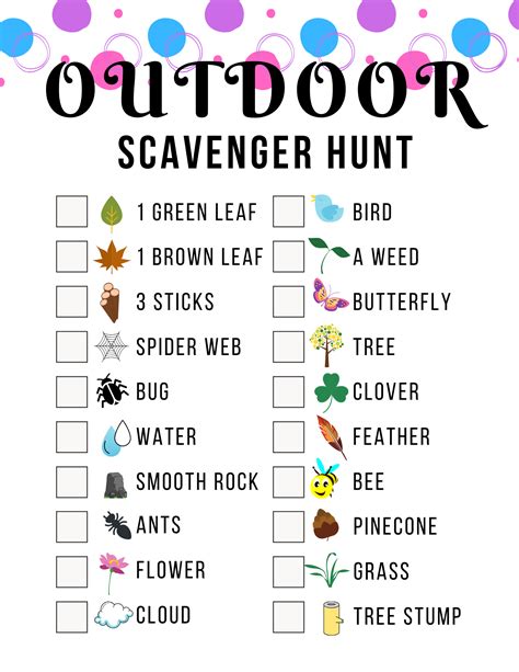 Free Printable Outdoor Scavenger Hunt